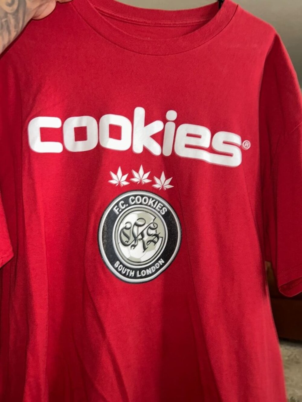 Cookies SF F.C. Cookies South London Tee Red / White & Silver Print Size XL Use…